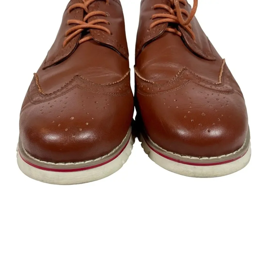 LAOKS Men's Brown Leather Wingtip Oxford Hybrid Dress Shoe Sz 10.5 Lace-Up